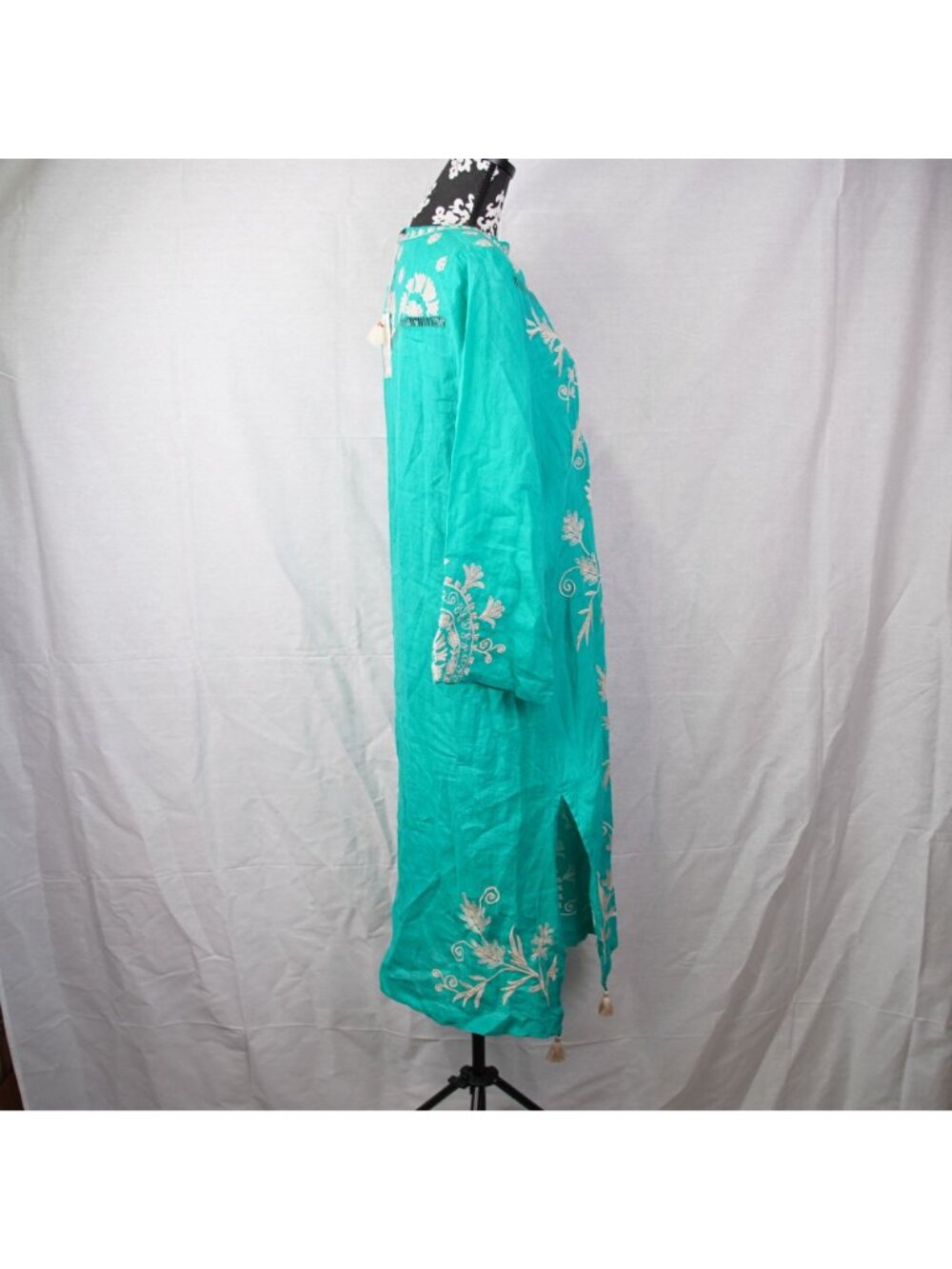 Johnny Was Workshop Western Trim Henley Dress Turquoise Size S NWT Embroidered - Picture 2 of 11